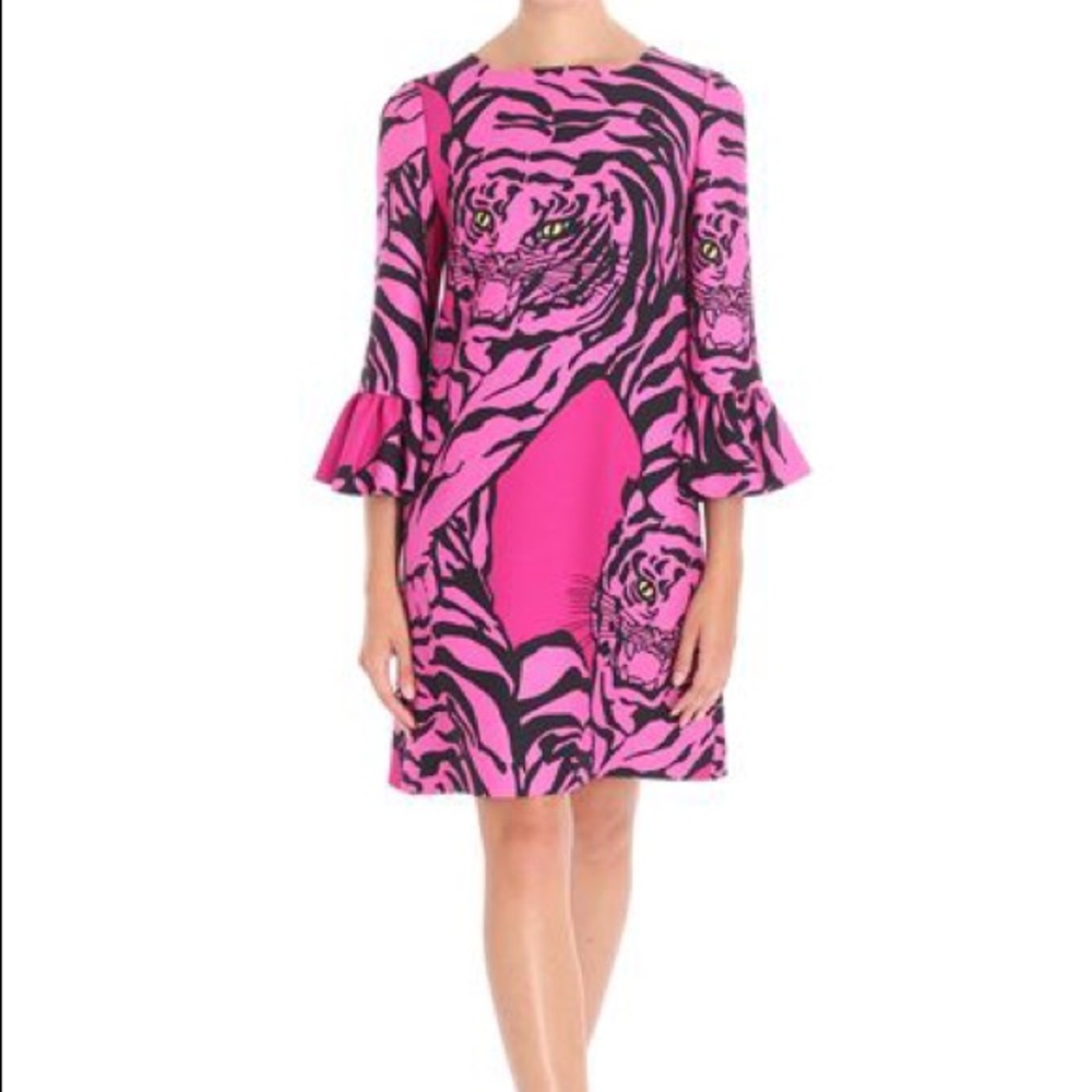 VALENTINO TIGER Re-edition fuchsia printed dress